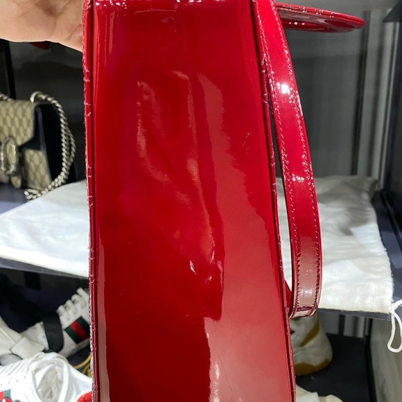 Large Lady Dior Red Patent leather - Picture 8 of 11